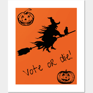 Halloween Witch on Broom - Vote 2020 Posters and Art